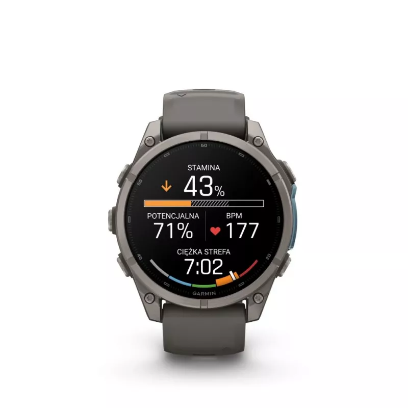 Garmin Fenix 9 – 47 mm titaani, Pebble Grey -silikoniranneke