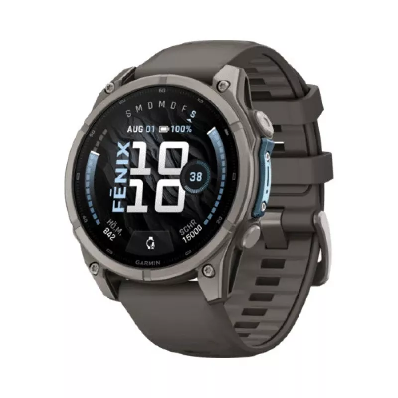 Garmin Fenix 9 – 47 mm titaani, Pebble Grey -silikoniranneke
