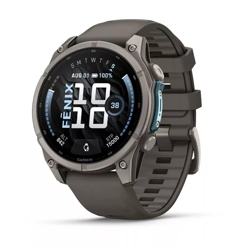 Garmin Fenix 9 – 47 mm titaani, Pebble Grey -silikoniranneke
