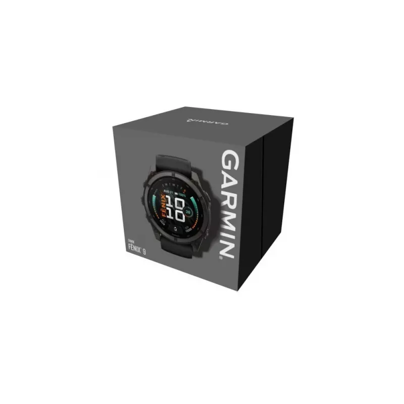 Garmin fenix 9 – 51 mm, Carbon Grey DLC -titaani, musta silikoniranneke 010-04763-11