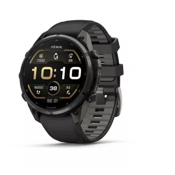 Garmin Fenix 9 Pro – 47 mm Carbon Gray DLC Titanium, musta/pebble grey -silikoniranneke