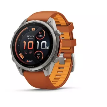 Garmin Fenix 9 Pro – inReach, 47 mm titaani Autumn Orange/Spark Orange silikonirannekkeella