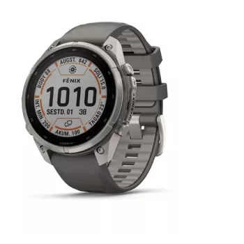 Garmin fenix 9 Pro – inReach, Solar, 47mm titaani Pebble Grey silikonirannekkeella