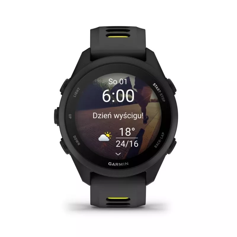 Garmin Forerunner 170 Music, musta mustalla/keltaisella rannekkeella