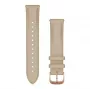 Garmin Quick Release -ranneke (20 mm) vaaleanbeige italialainen nahka 18K ruusukulta PVD -heloilla
