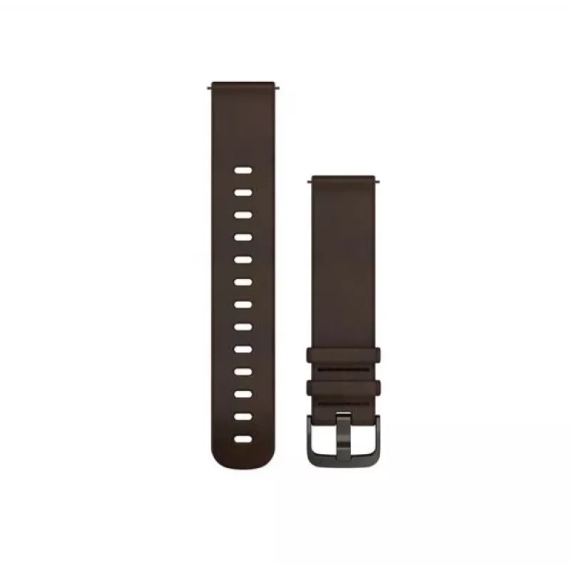Garmin Quick Release -rannekkeet (20 mm) tummanruskea nahka, hopeiset helat