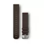 Garmin Quick Release -rannekkeet (20 mm) tummanruskea nahka, hopeiset helat