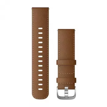 Garmin Quick Release -rannekkeet (22 mm) ruskea italialainen nahka, hopeiset metalliosat