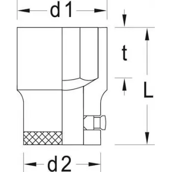 GEDORE 6271190 3/4 tuuman istukka kuusiokolo 41 mm, DIN 3124, kromi-vanadiini, mattakromattu