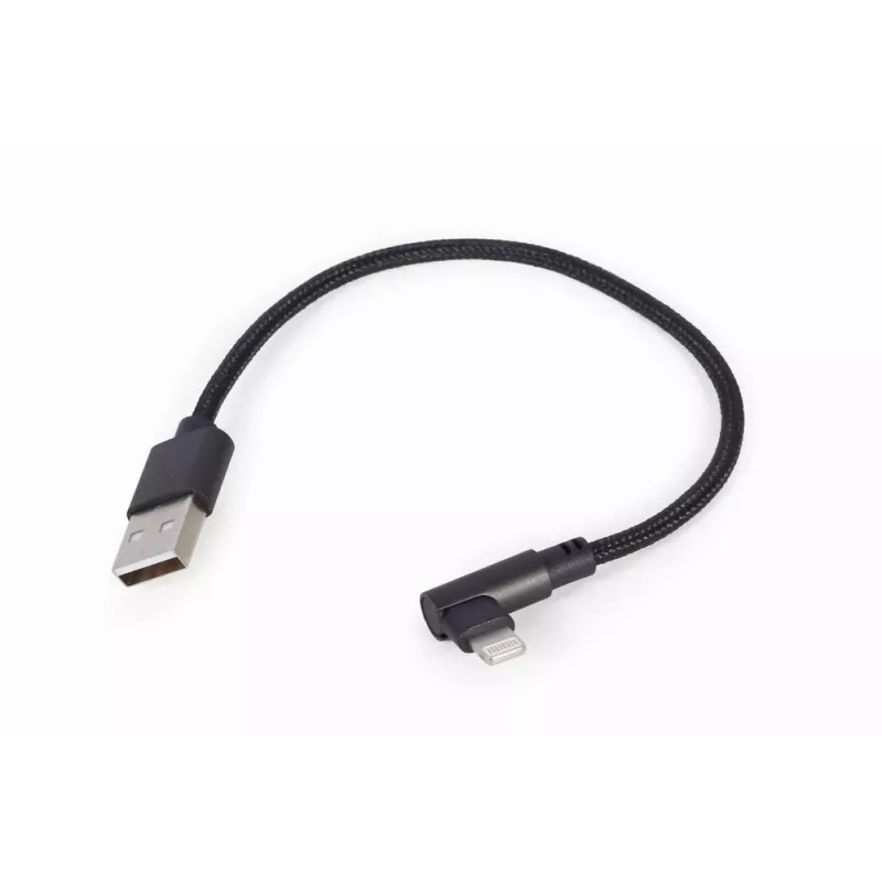 GEMBIRD kulmaliitin punottu USB-A - 8-pin Lightning kaapeli 0,2 m musta