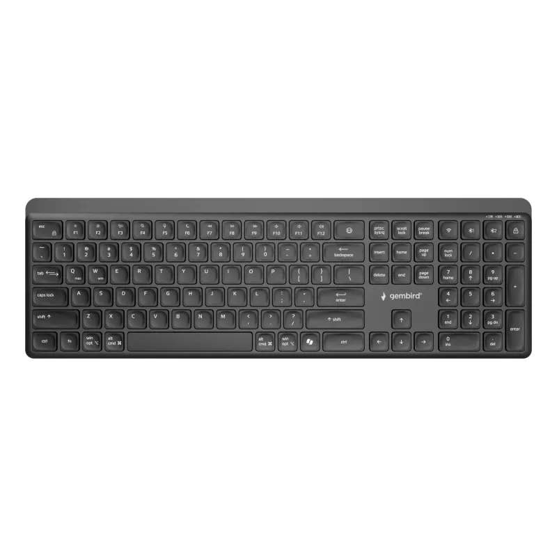 Gembird KB-WPS-03 Dual-Mode Pro-Business Slim langaton näppäimistö, 2.4G + Bluetooth, US Layout, musta