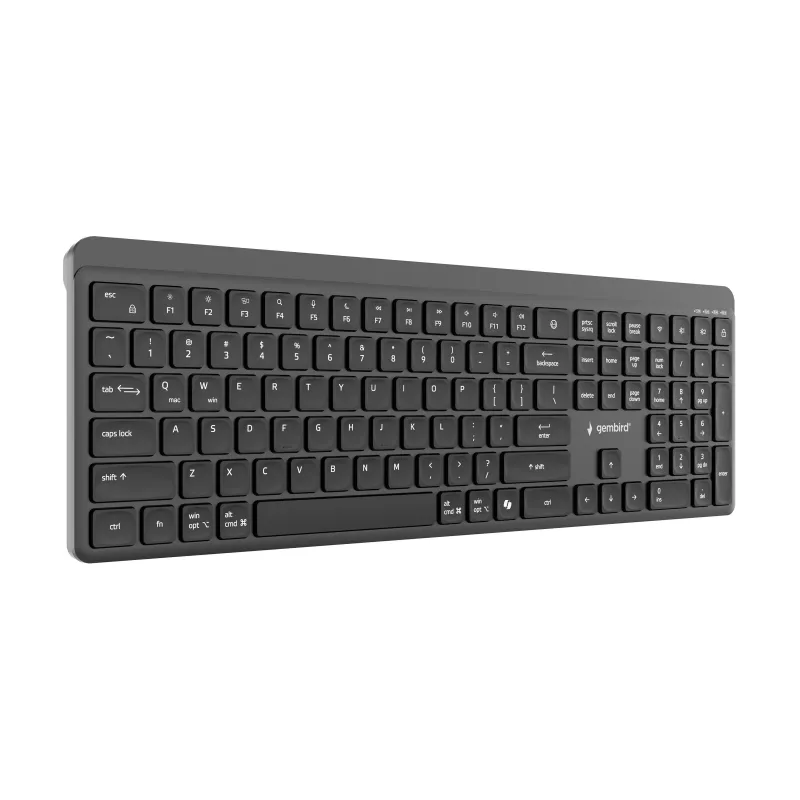 Gembird KB-WPS-03 Dual-Mode Pro-Business Slim langaton näppäimistö, 2.4G + Bluetooth, US Layout, musta
