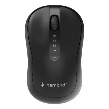 Gembird MUSW2-4B-01 kaksitoiminen langaton hiiri (2,4 GHz + Bluetooth 5.0) 1600 DPI optisella anturilla, 4 painiketta, molempikätinen, musta