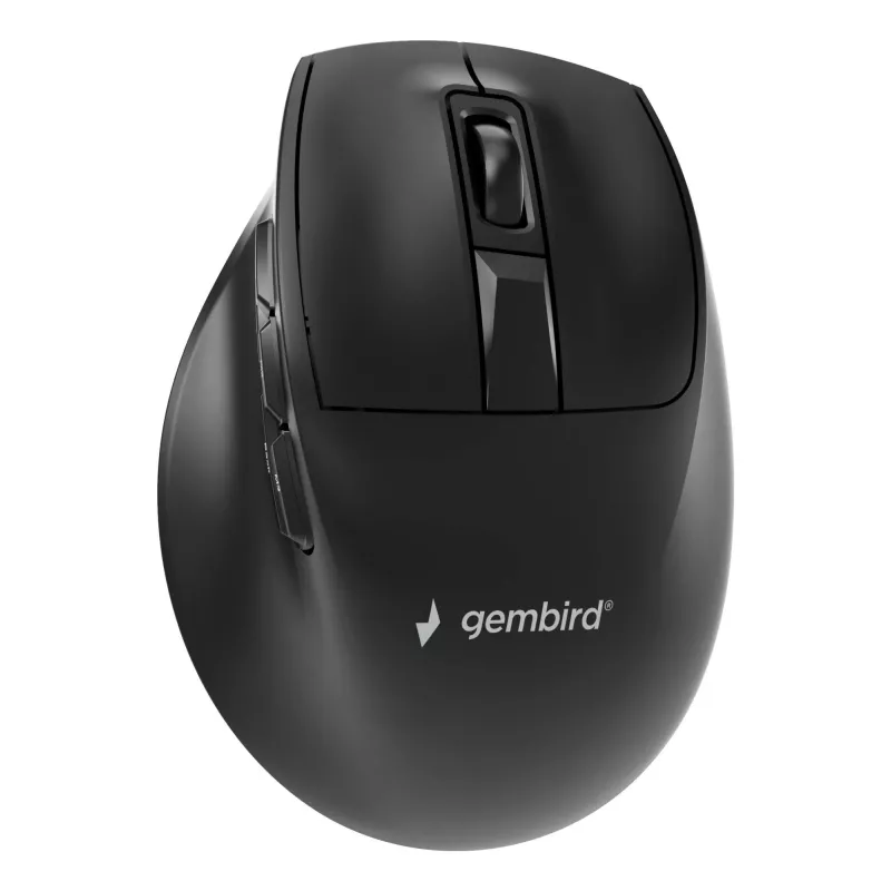 Gembird MUSW3-9B-01 kolmitilainen langaton ergonominen hiiri (2,4 GHz + Bluetooth + USB-C), 2400 DPI, 9 painiketta, musta