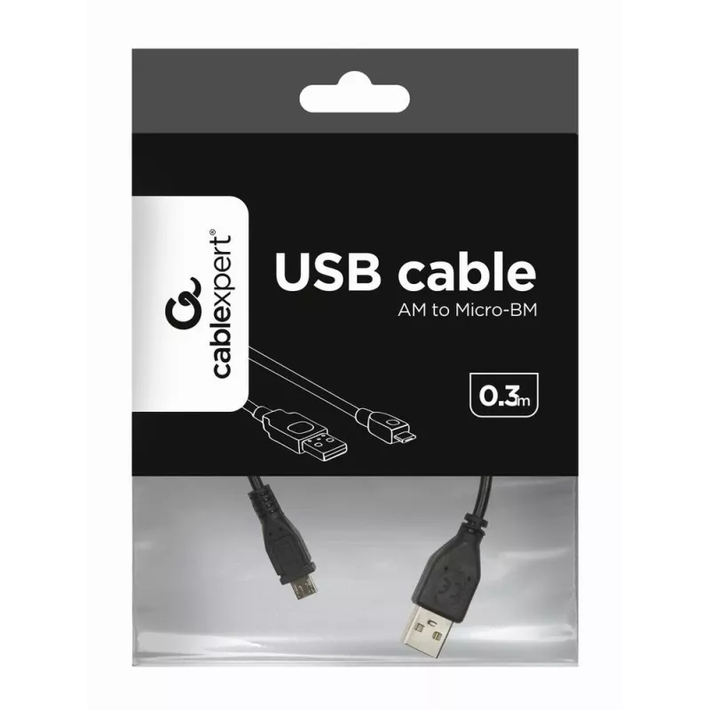 Gembird USB 2.0 -kaapeli Micro-USB AM-MBM5P 0,3m musta