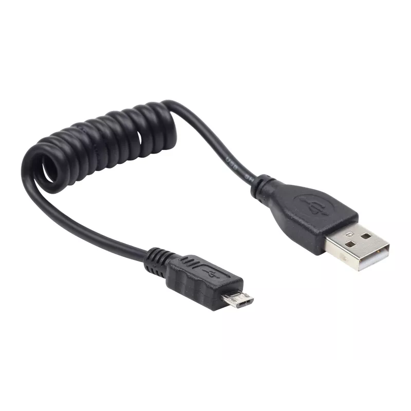Gembird USB 2.0 kaapeli USB-A - Micro-USB-B 0,6m musta spiraalikaapeli