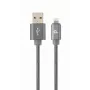 Gembird USB-A - Lightning -kaapeli, Premium spiraali metalli, 1 m, metallic grey