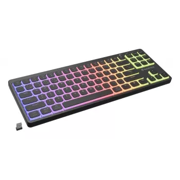 GENESIS Thor 430 TKL langaton mekaaninen pelinäppäimistö, Outemu Red -kytkimet, RGB-valaistus, kolmoistila (USB-C/2.4GHz/Bluetooth), US-englantilainen QWERTY, musta
