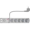 GETFORT 5-osainen ylijännitesuojattu jatkojohto 2 USB-latausliitännällä, 5m kaapeli, harmaa