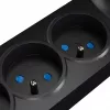 GETFORT 5P-3M-B-USB ylijännitesuojattu jatkojohto, 5 AC-pistorasiaa, 2 USB-A liitäntää, 3m kaapeli, musta