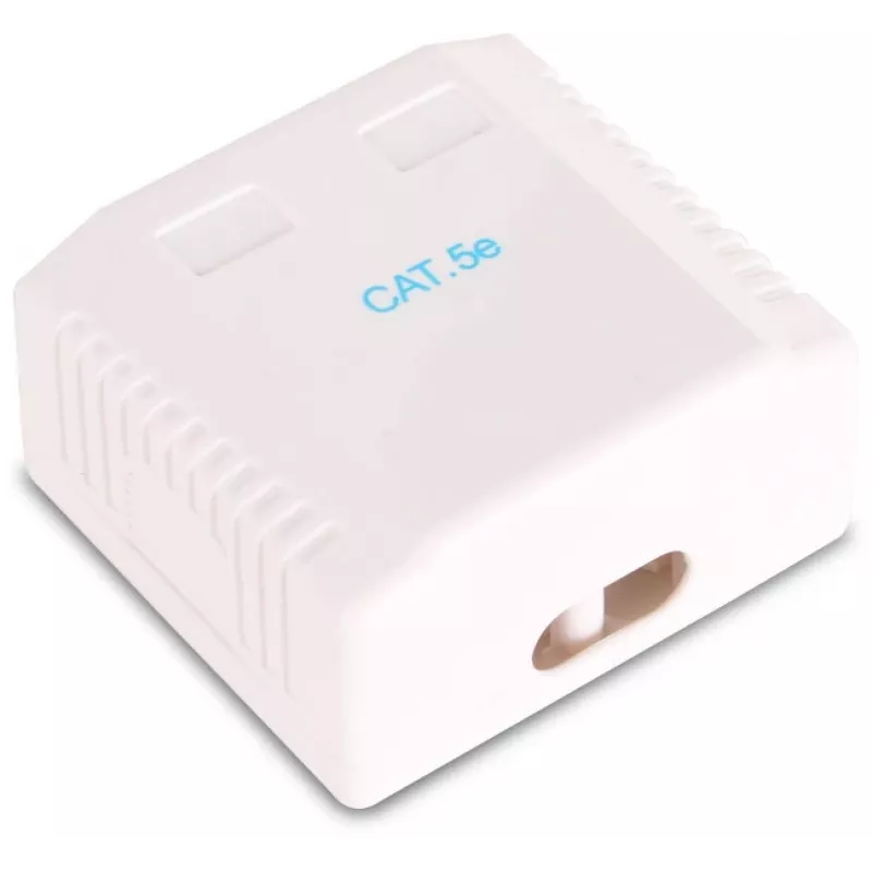GETFORT GF-2G5EFTP suojattu pinta-asennettava RJ45-rasia, 2-porttinen, Cat.5e, valkoinen