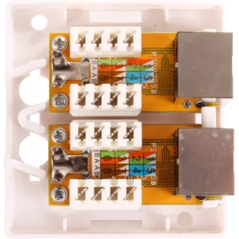 GETFORT GF-2G6FTP suojattu pinta-asennettava verkkorasetti, 2x RJ45, Cat6 FTP, valkoinen