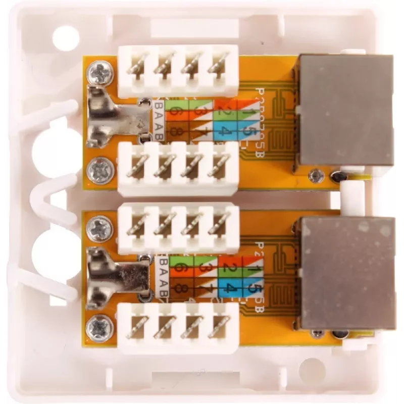 GETFORT GF-2G6FTP suojattu pinta-asennettava verkkorasetti, 2x RJ45, Cat6 FTP, valkoinen