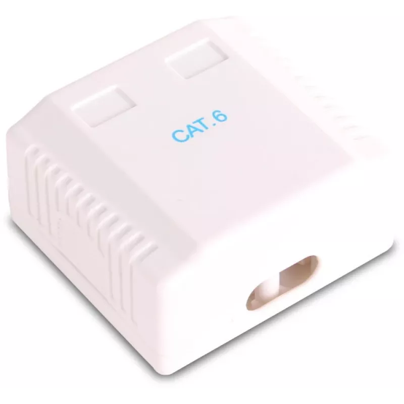 GETFORT GF-2G6FTP suojattu pinta-asennettava verkkorasetti, 2x RJ45, Cat6 FTP, valkoinen