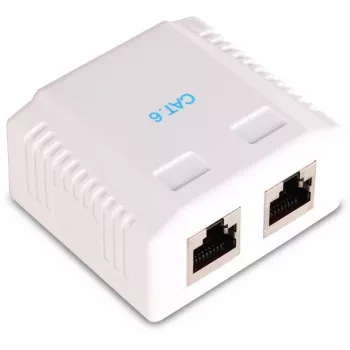 GETFORT GF-2G6FTP suojattu pinta-asennettava verkkorasetti, 2x RJ45, Cat6 FTP, valkoinen