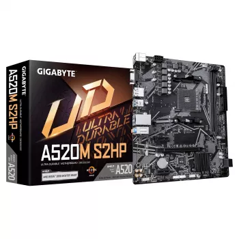 GIGABYTE A520M S2HP AM4 Micro-ATX emolevy, DDR4, HDMI, D-Sub, DisplayPort, M.2, Gigabit LAN