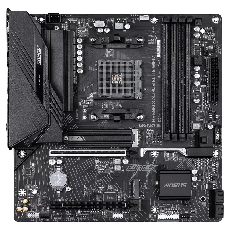 Gigabyte B550M X AORUS ELITE WIFI7 Micro-ATX-emolevy (AM4, DDR4, 2x M.2, Wi-Fi 7)