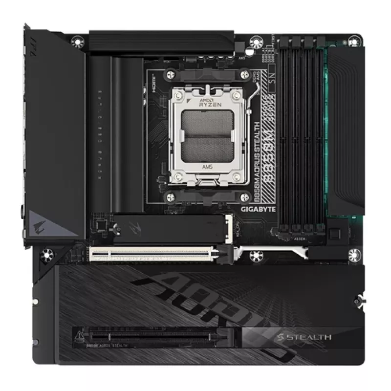 GIGABYTE B850M AORUS STEALTH AM5 Micro-ATX-emolevy, DDR5, 2.5GbE, Wi-Fi 6E, 3x M.2