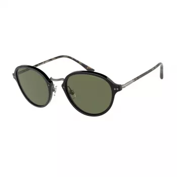 GIORGIO ARMANI naisten aurinkolasit AR8139-500131 musta asetaattikehys, kulmikas muoto, harmaat linssit, 51 mm