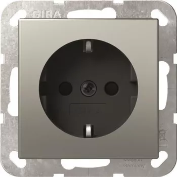 Gira 4188600 SCHUKO System 55 ruostumaton teräs pistorasiaosa