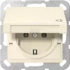 Gira 445401 SCHUKO-pistorasia kansilevyllä, System 55, kermanvalkoinen kiiltävä