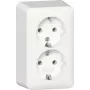 GIRA 478013 2-osainen SCHUKO-pistorasia asennuslevyllä, pinta-asennus, puhtaanvalkoinen