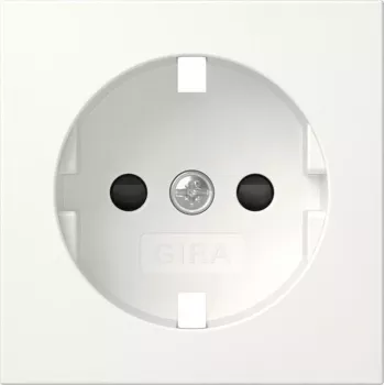 Gira 492103 kansi SCHUKO-pistorasialle kääntyvällä kannella, System 55, puhtaanvalkoinen