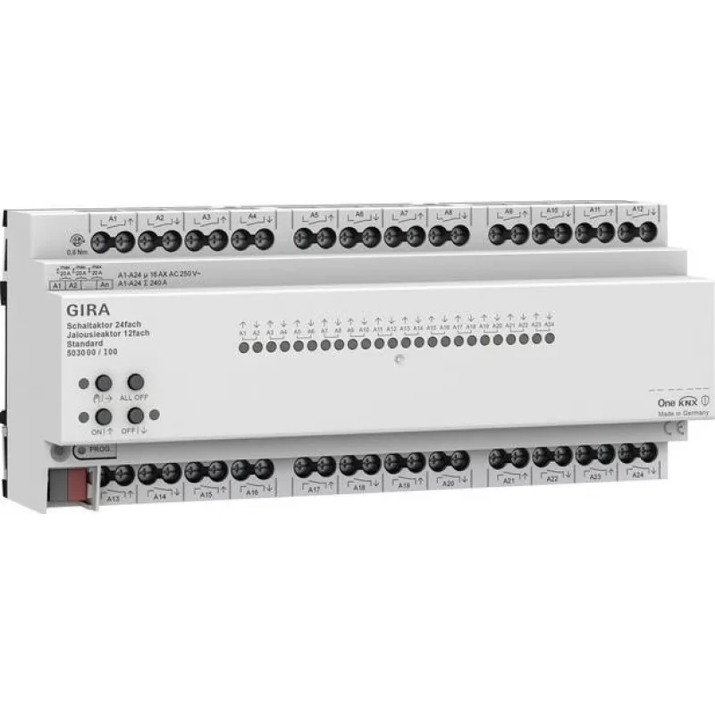 Gira KNX ONE 503000 kytkin- ja kaihdinaktuattori 24x/12x 16 A standard