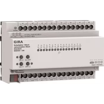 Gira KNX kytkentä- ja verhoilu-/rullaverhotoimilaite 16/8-kertainen 16 A REG Plus KNX Secure 502800