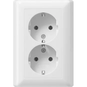 Gira Standard 55 kaksois-SCHUKO-pistorasia, puhtaanvalkoinen, push-in-liittimet, ilman kynsiä 078803