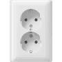Gira Standard 55 kaksois-SCHUKO-pistorasia, puhtaanvalkoinen, push-in-liittimet, ilman kynsiä 078803