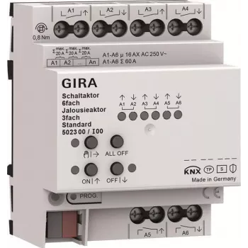 Gira kytkentä- ja verhoilutoimilaite 6f/3f 16 A 502300