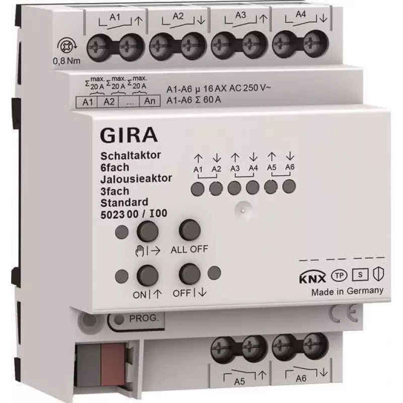 Gira kytkentä- ja verhoilutoimilaite 6f/3f 16 A 502300