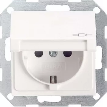 Gira System 55 Schuko-pistorasiaosa, kirkkaanvalkoinen kiiltävä, 16 A, 250 V, ruuviliittimet, uppoasennus 045403
