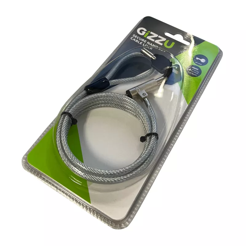 GIZZU 1,8 m Nano Key Lock turvakaapeli avaimella - musta