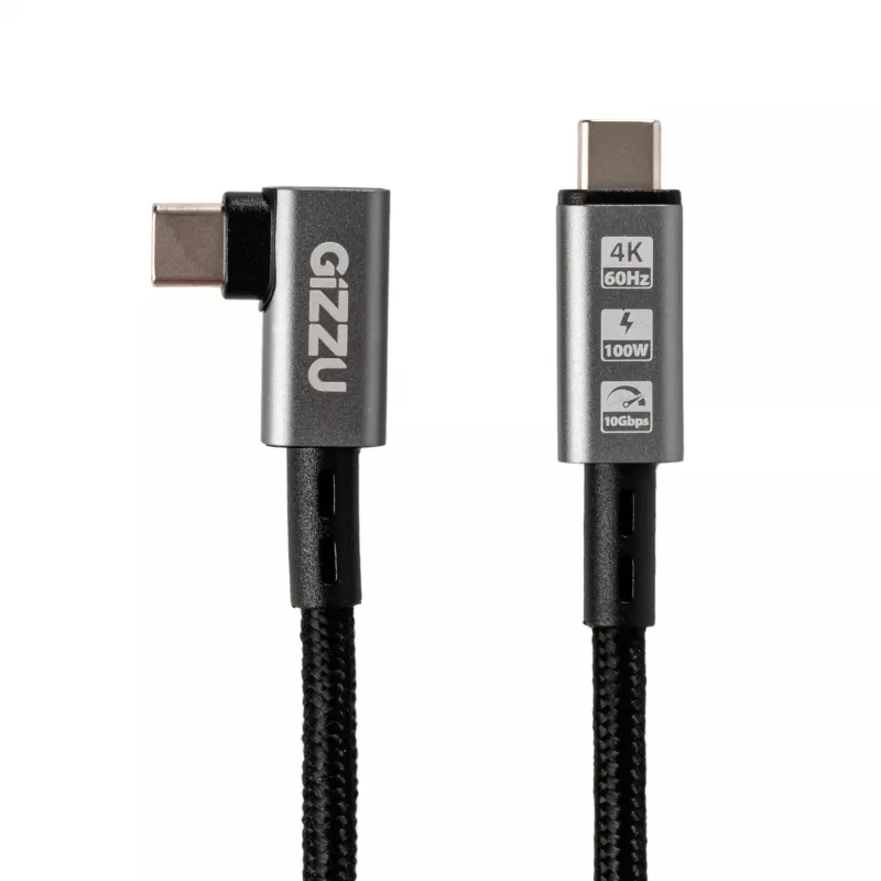 Gizzu 100W 10Gbps Type-C -kulmakaapeli 1 m