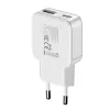 Gizzu 2-porttinen 30W GaN seinälaturi USB-C PD + USB-A QC valkoinen
