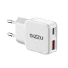 Gizzu 2-porttinen 30W GaN seinälaturi USB-C PD + USB-A QC valkoinen