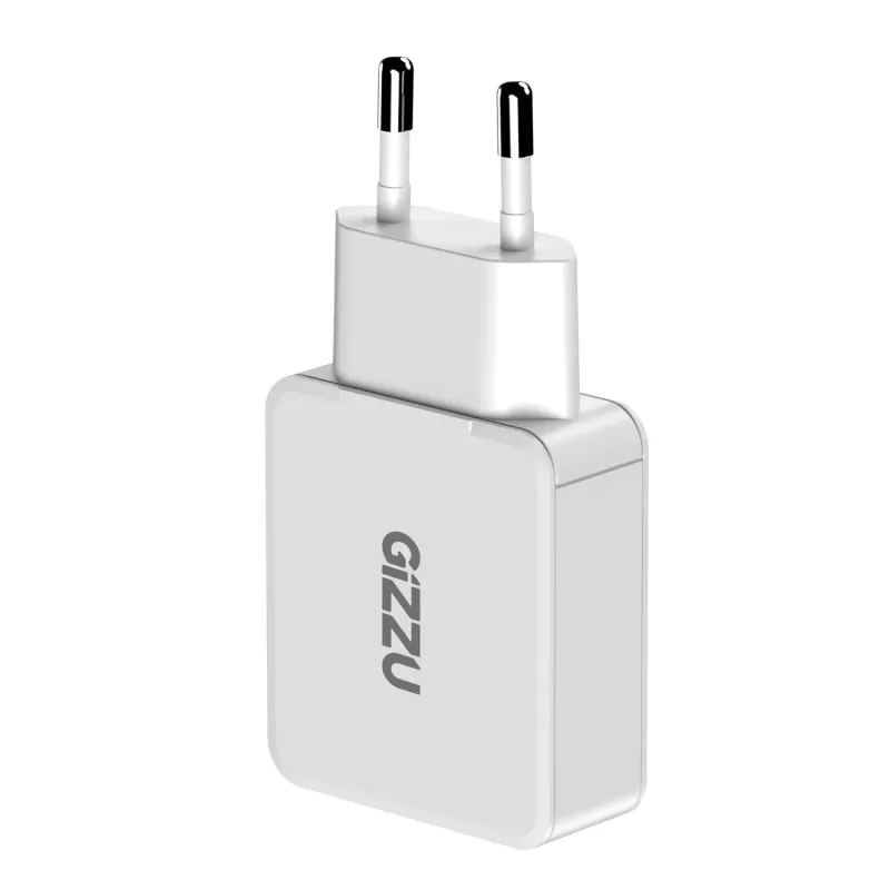Gizzu 2-porttinen 45W GaN seinälaturi USB-C PD & USB-A QC valkoinen