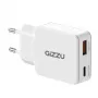 Gizzu 2-porttinen 45W GaN seinälaturi USB-C PD & USB-A QC valkoinen